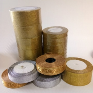 ริบบิ้นผ้า 1mm เงิน/ทอง